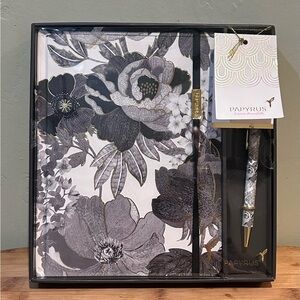 Papyrus Express Beautifully Black  & White Floral Journal and Pen Gift Set
